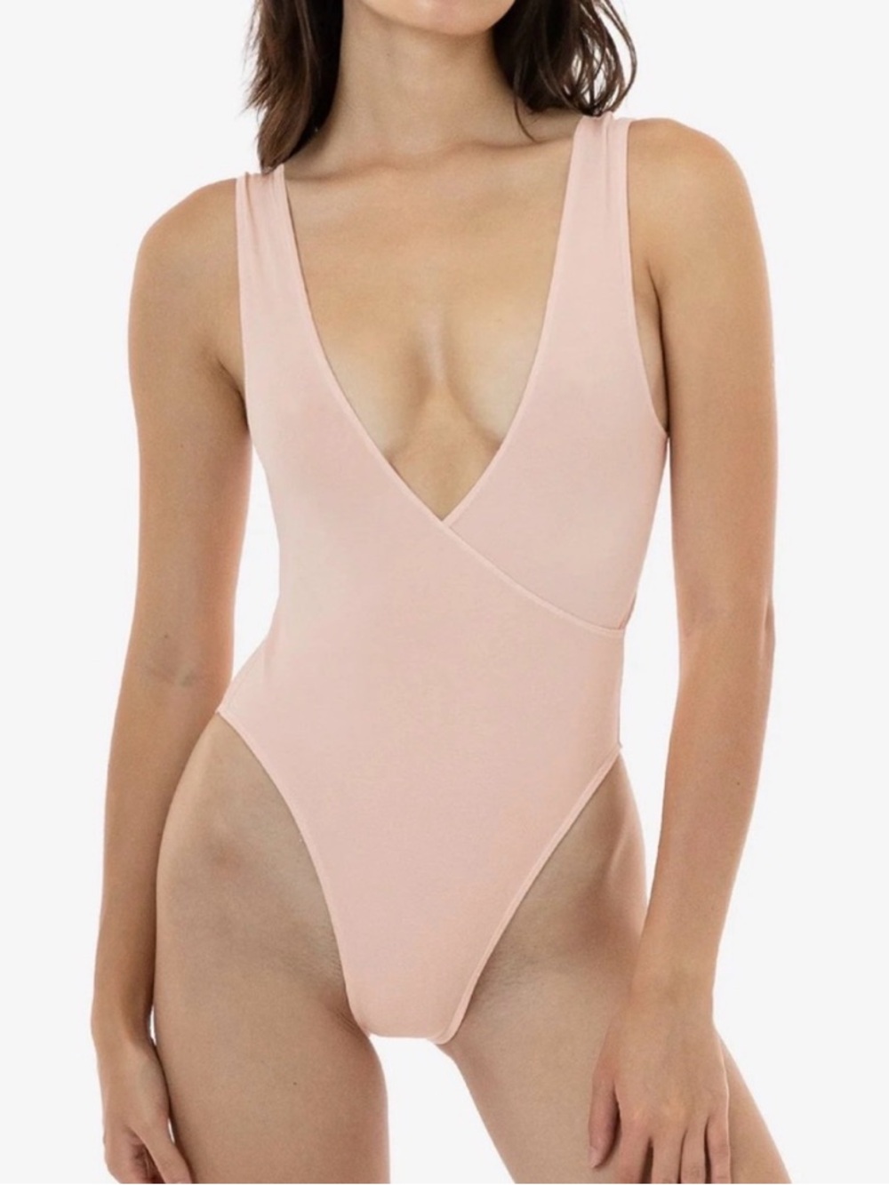 Blush Pink Surplice One-Piece bodysuit